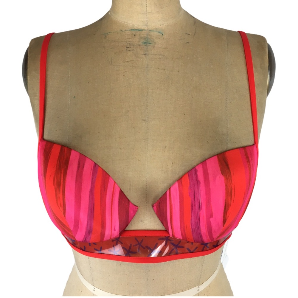 La Perla Pink/Red Underwire Bikini Swim Top Size 34C